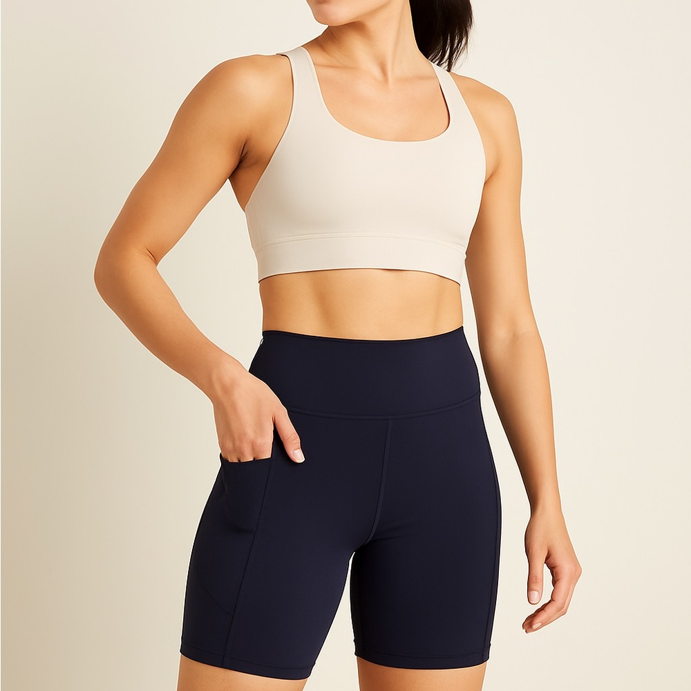 Old Navy Active Powersoft High-Rise Bike Shorts - Navy Blue, Size M